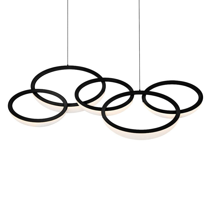 Modern Forms Orion 46" LED 5 Light Pendant 3000K, Black/Alabaster