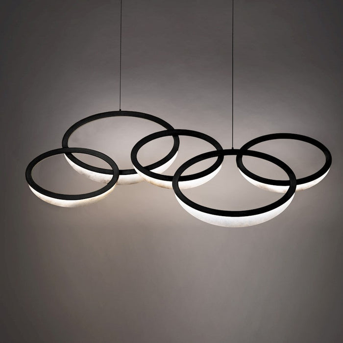 Modern Forms Orion 46" LED 5 Light Pendant 3000K, Black/Alabaster