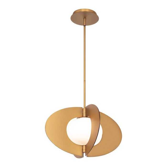 Modern Forms Echelon 16" LED Pendant 3000K, Aged Brass/Opal - PD-94316-AB