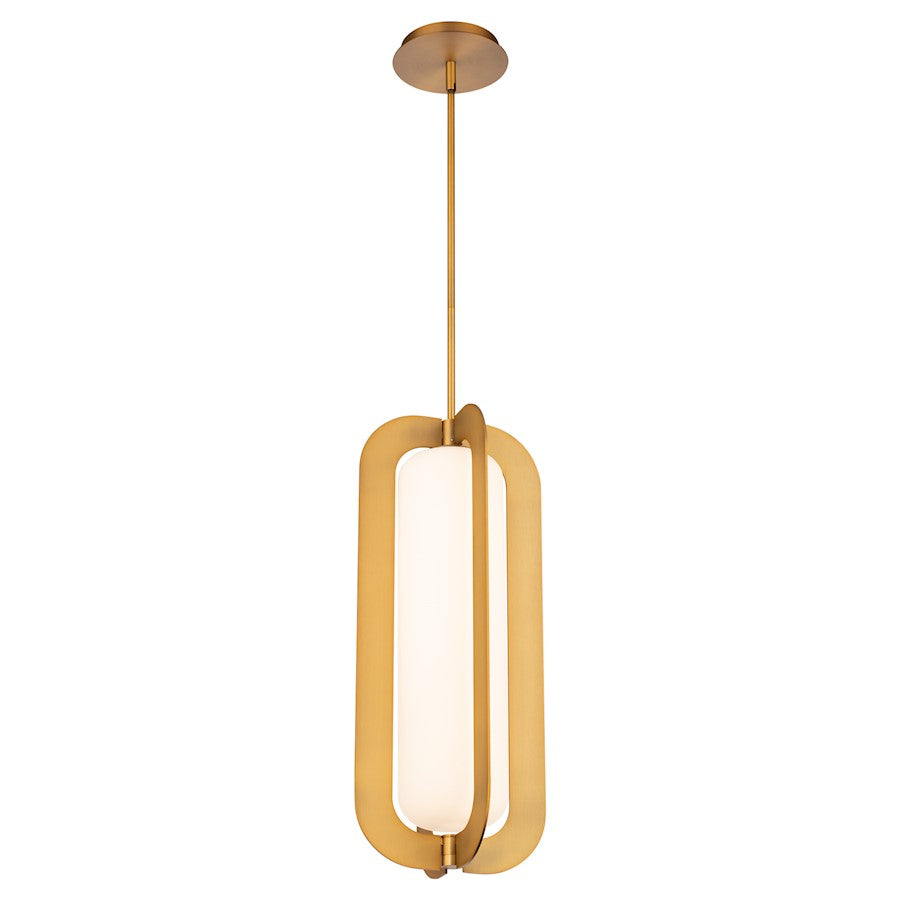 Modern Forms Echelon 22" LED Pendant 3000K, Aged Brass/Opal - PD-94322-AB