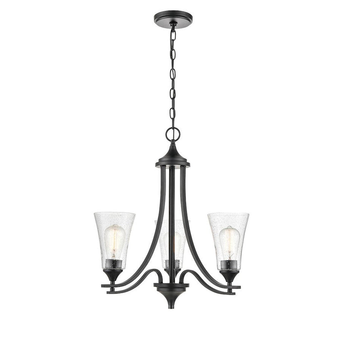 Millennium Lighting Natalie 3 Light Chandelier, Matte Black/Clear - 1463-MB