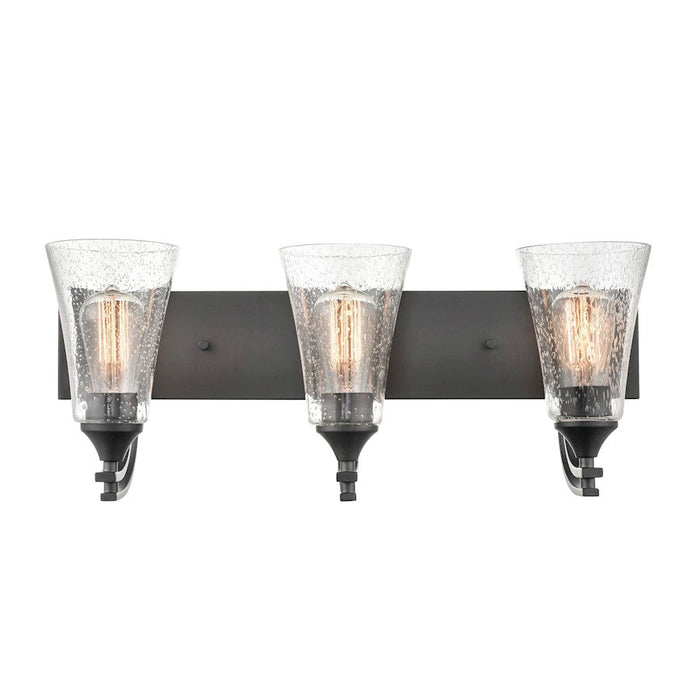 Millennium Lighting Natalie 3 Light Vanity, Matte Black/Clear - 1493-MB