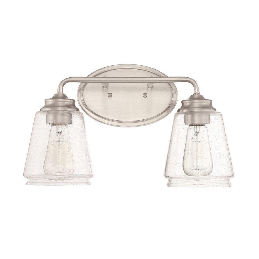 Millennium Lighting 2 Light Vanity Light, Brushed Nickel/Clear Seeded - 2462-BN