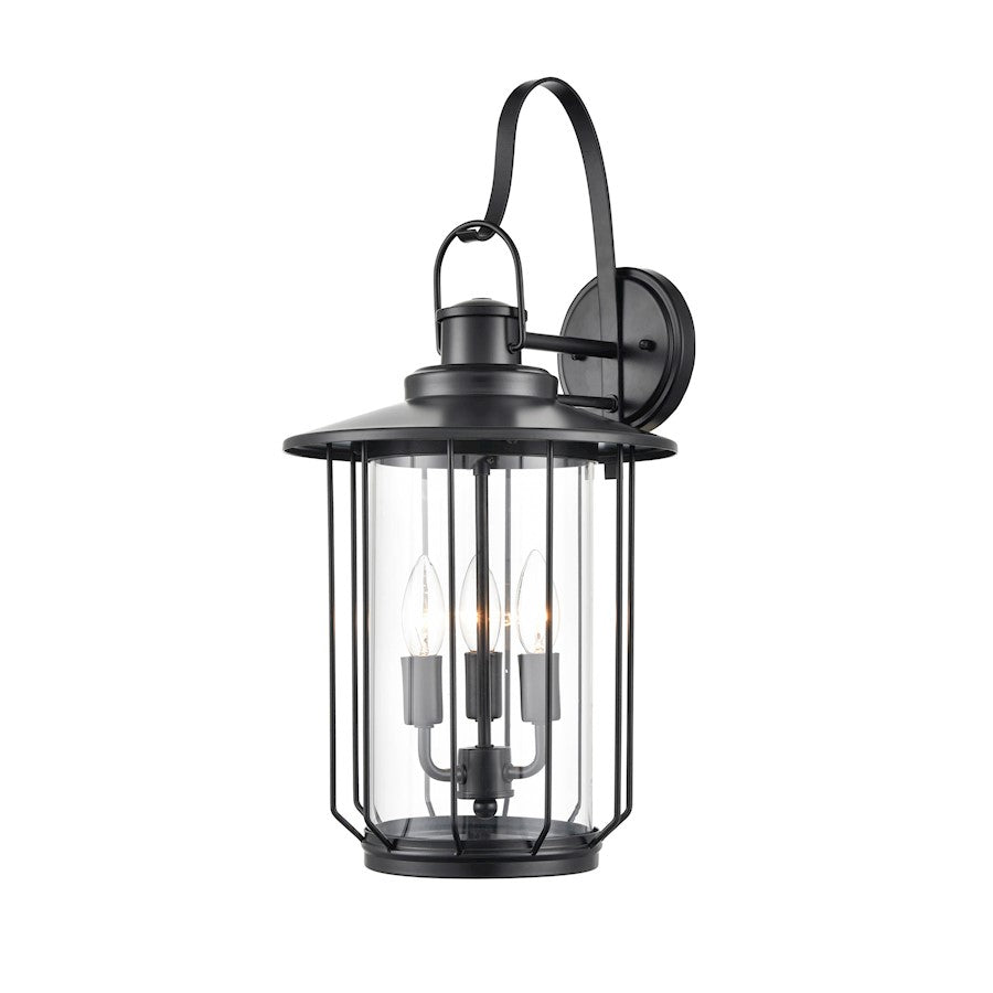 Millennium Lighting Belvoir 3 Light Outdoor Wall, PC Black/Clear - 2695-PBK