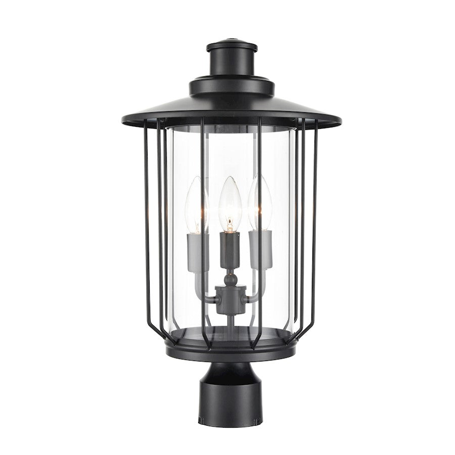 Millennium Lighting Belvoir 3 Light Outdoor Post Lantern, Black/Clear - 2699-PBK