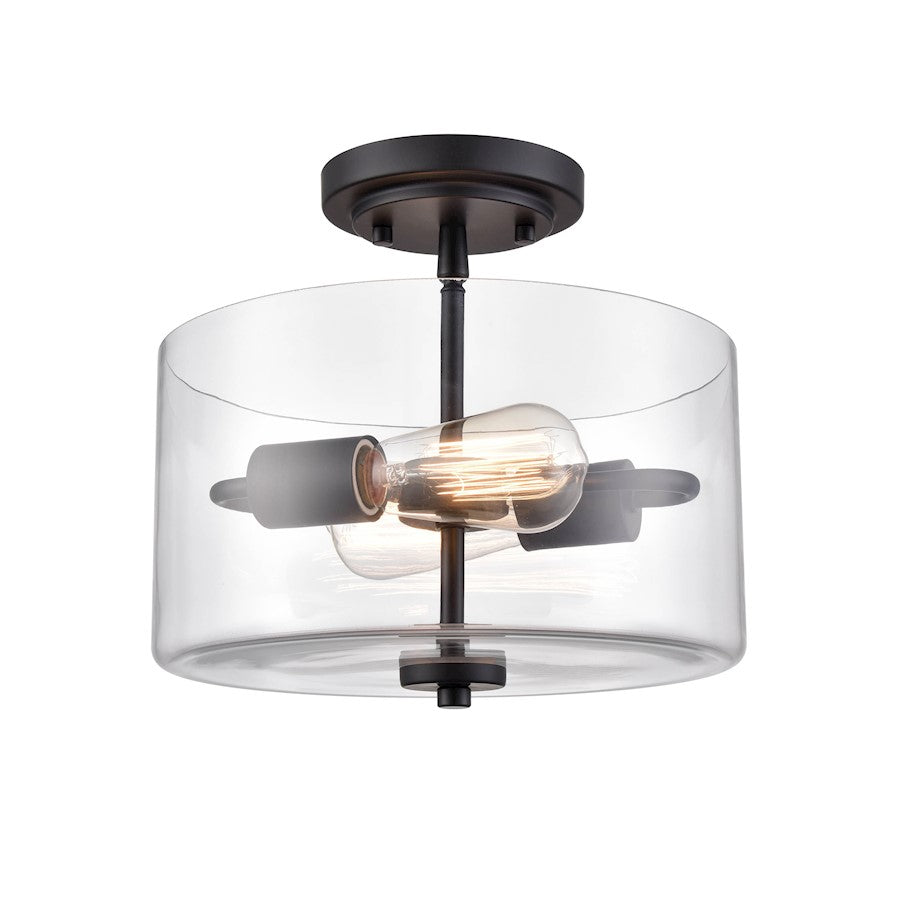 Millennium Lighting Verlana 2 Light Semi-Flush Mount, Black/Clear - 2710-MB