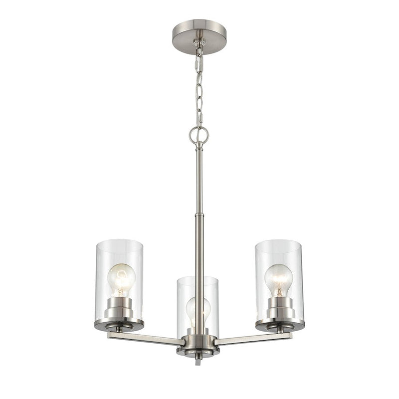 Millennium Lighting Verlana 3 Light Chandelier, Brushed Nickel/Clear