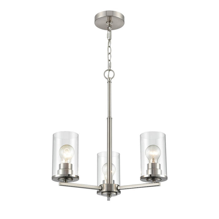 Millennium Lighting Verlana 3 Light Chandelier, Brushed Nickel/Clear