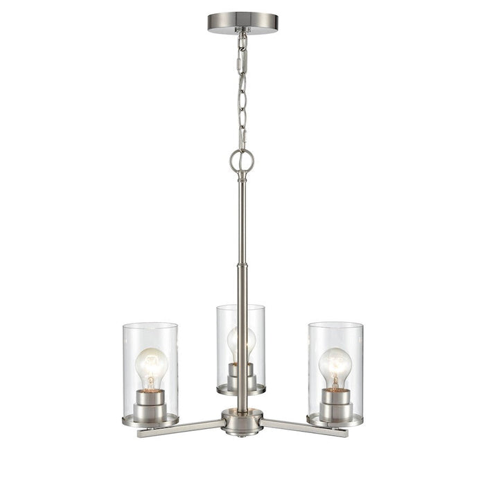 Millennium Lighting Verlana 3 Light Chandelier, Brushed Nickel/Clear