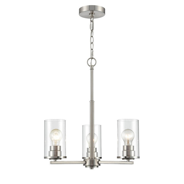 Millennium Lighting Verlana 3 Light Chandelier, Brushed Nickel/Clear