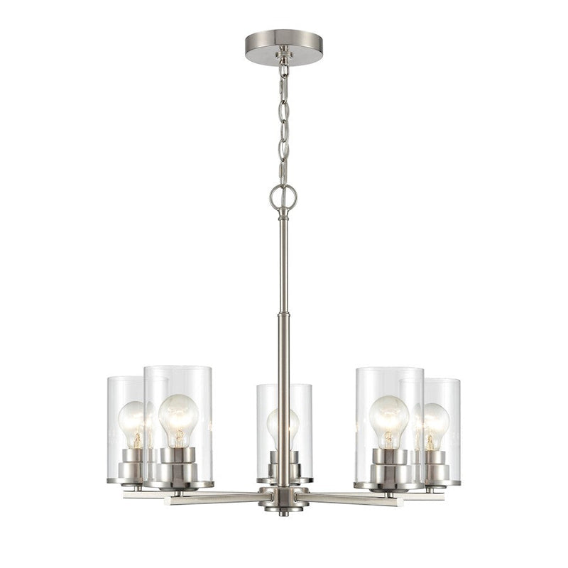 Millennium Lighting Verlana 5 Light 24" Chandelier, Br Nickel/Clear - 2715-BN