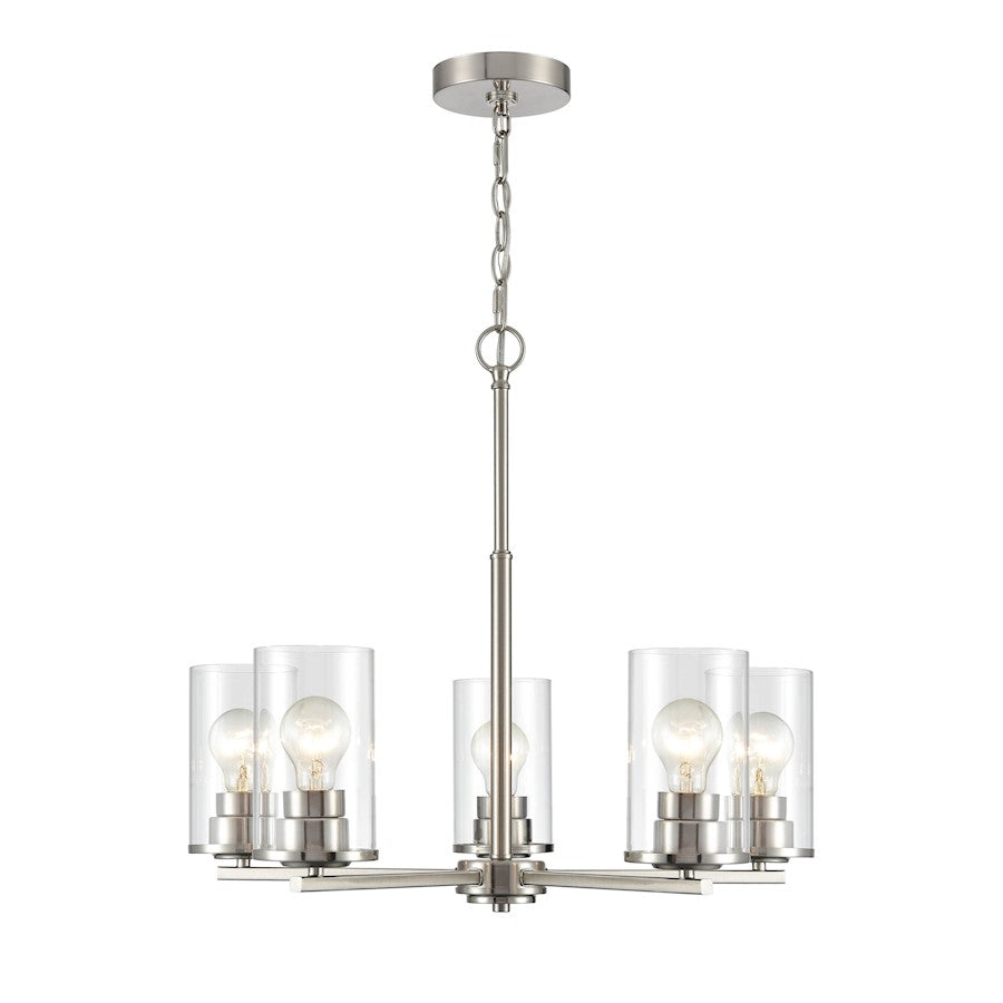 Millennium Lighting Verlana 5 Light 24" Chandelier, Br Nickel/Clear - 2715-BN