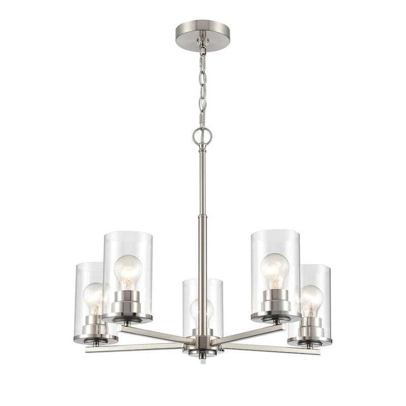 Millennium Lighting Verlana 5 Light 24" Chandelier, Brushed Nickel/Clear