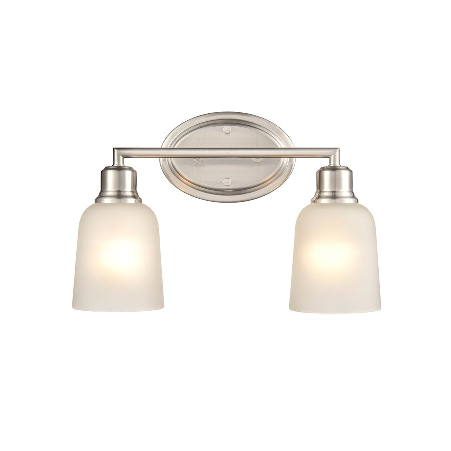 Millennium Lighting Amberle 2-Lt Vanity, Nickel/Frosted White - 2802-BN