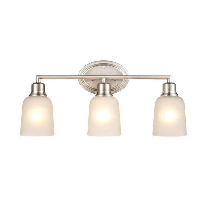 Millennium Lighting Amberle 3-Lt Vanity, Nickel/Frosted White