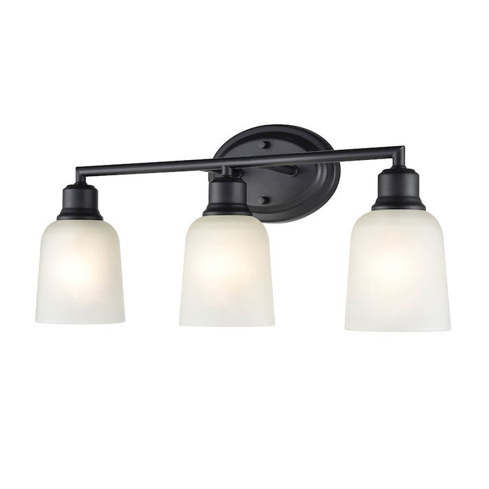 Millennium Lighting Amberle 3 Light Vanity Light, Black/Frosted White