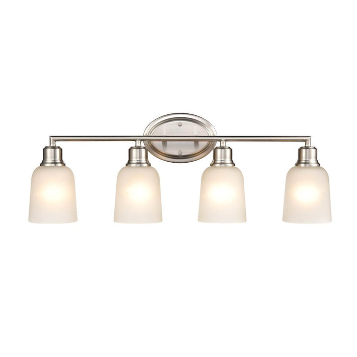 Millennium Lighting Amberle 4 Light Vanity, Nickel/Frosted White