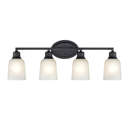 Millennium Lighting Amberle 4 Light Vanity Light, Black/Frosted White - 2804-MB