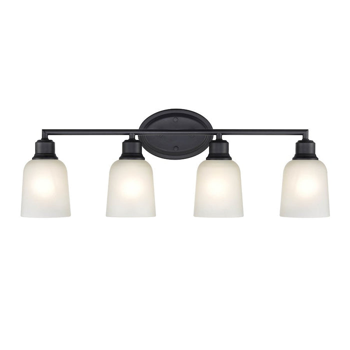 Millennium Lighting Amberle 4 Light Vanity Light, Black/Frosted White - 2804-MB