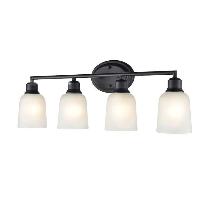 Millennium Lighting Amberle 4 Light Vanity Light, Black/Frosted White