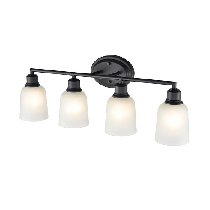 Millennium Lighting Amberle 4 Light Vanity Light, Black/Frosted White