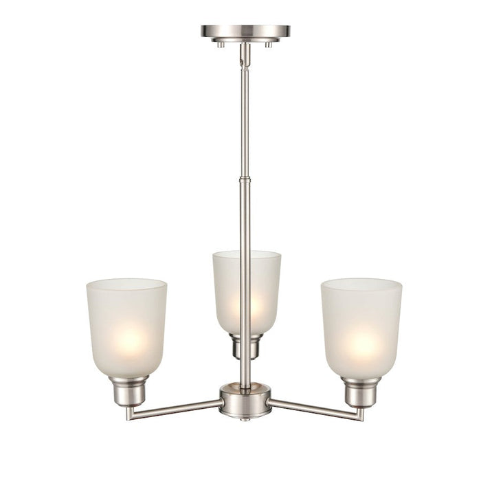 Millennium Lighting Amberle 3 Light Chandelier, Nickel/Frosted White - 2813-BN