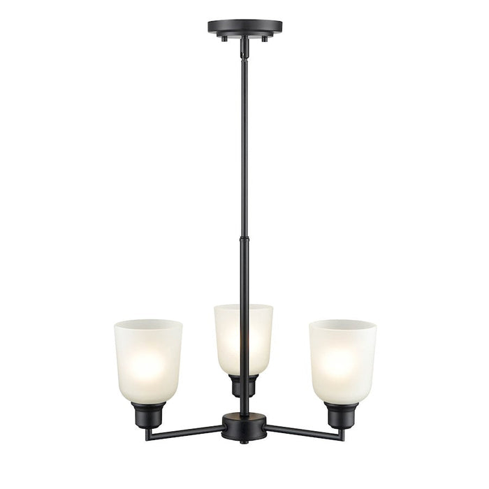 Millennium Lighting Amberle 3 Light Chandelier, Black/Frosted White - 2813-MB