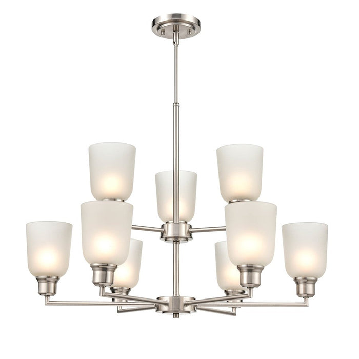 Millennium Lighting Amberle 9 Light Chandelier, Nickel/Frosted - 2819-BN