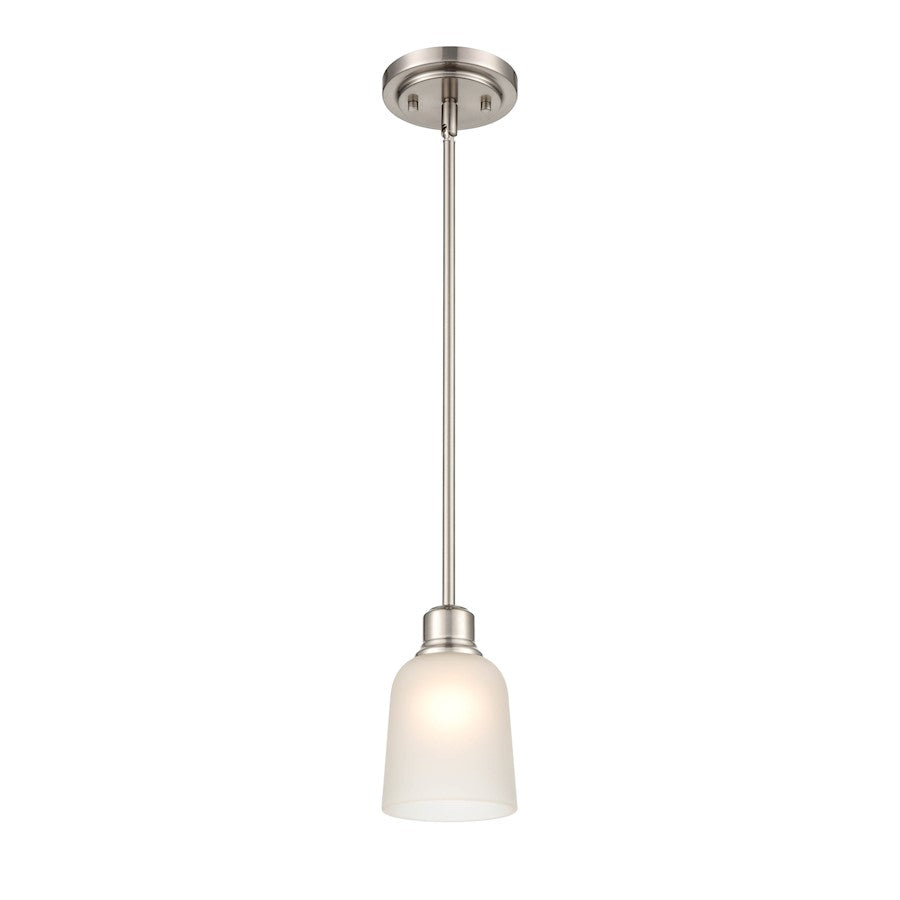 Millennium Lighting Amberle 1 Light Pendant, Brushed/Frosted White - 2821-BN