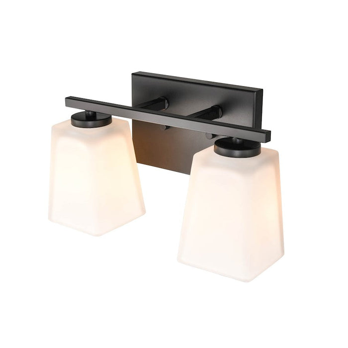 Millennium Lighting 2 Light Vanity, Matte Black/Etched White