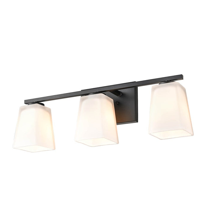 Millennium Lighting 3 Light Vanity, Matte Black/Etched White