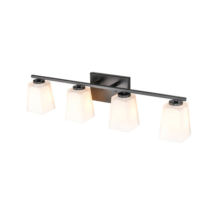 Millennium Lighting 4 Light Vanity, Matte Black/Etched White