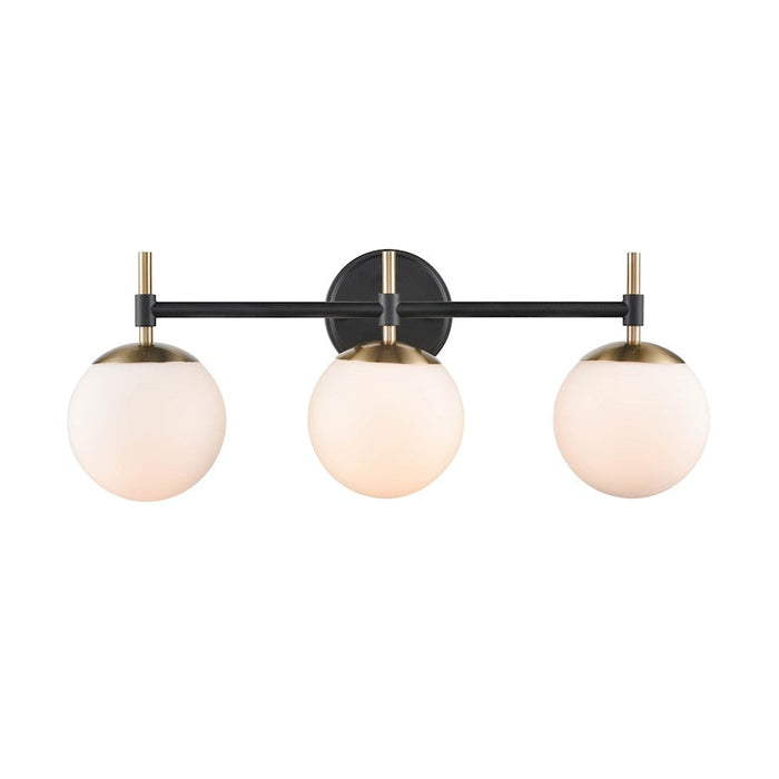 Millennium Lighting 3 Light Vanity, Matte Black/Modern Gold/Opal - 30303-MB-MG