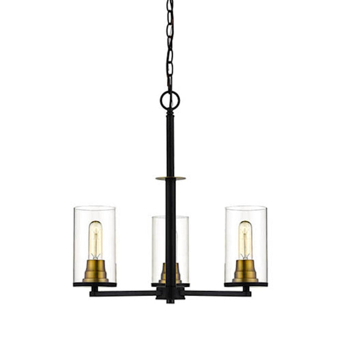 Millennium Burbank 3 Light 28" Chandelier, Black/Bronze - 3483-MB-HBZ