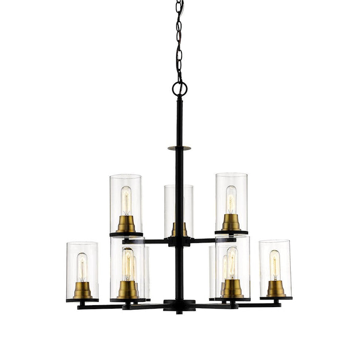 Millennium Burbank 9 Light 34.5" Chandelier, Black/Bronze - 3489-MB-HBZ