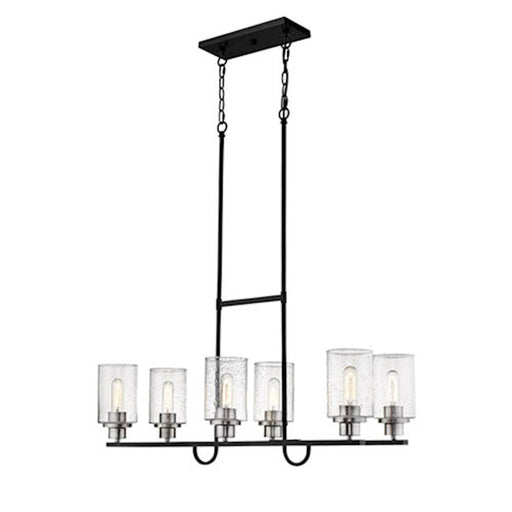 Millennium Clifton 6 Light 59" Island, Matte Black/Brushed Nickel - 3506-MB-BN