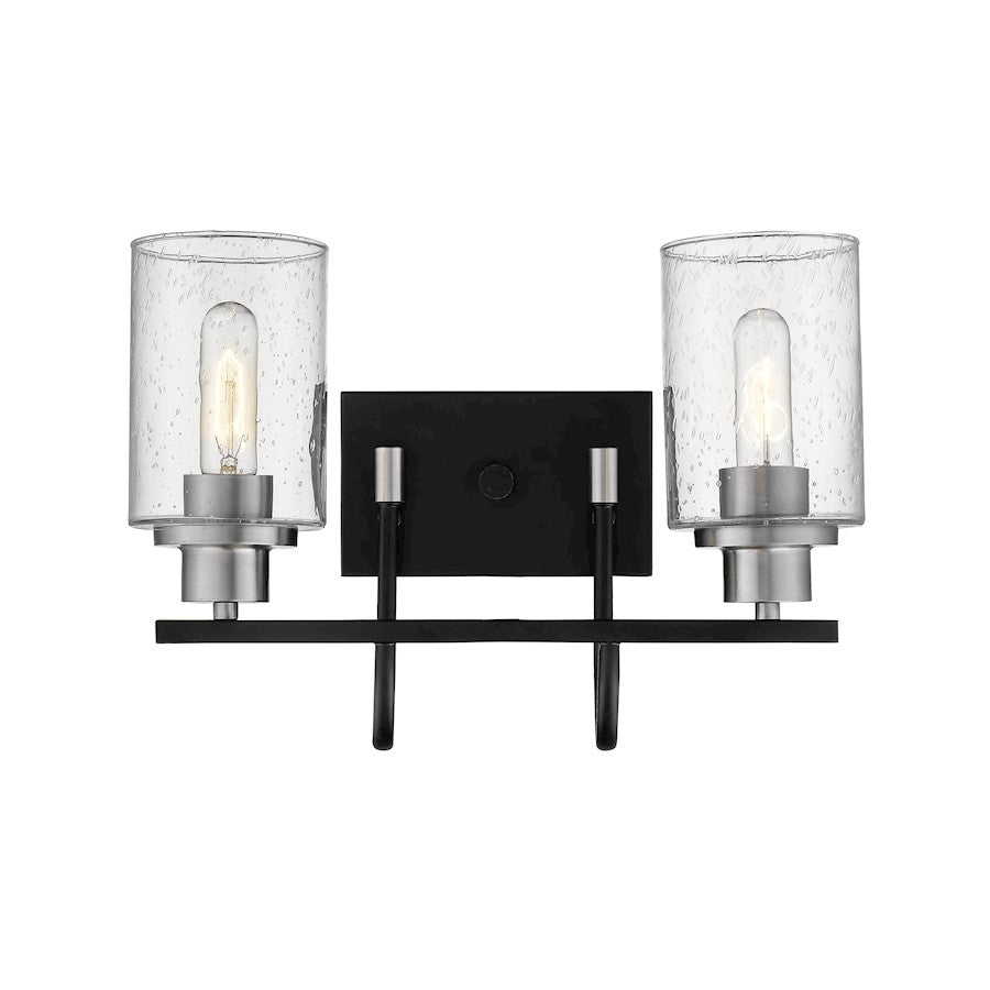 Millennium Clifton 2 Light 8.5" Vanity, Matte Black/Brushed Nickel - 3512-MB-BN