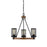 Millennium Mesa 3 Light 18" Chandelier, Matte Black/Wood Grain - 3523-MB-WG