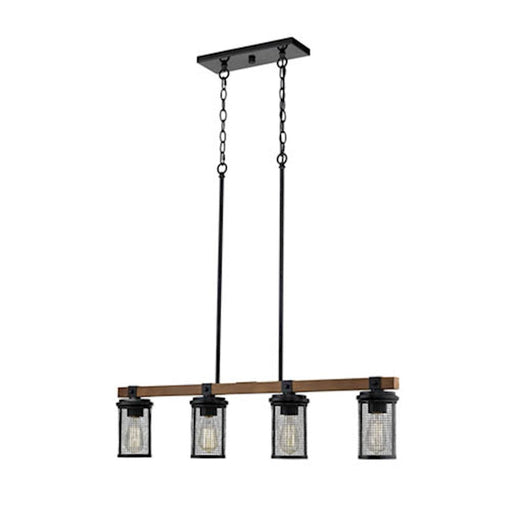 Millennium Mesa 4 Light 58" Island, Matte Black/Wood Grain - 3524-MB-WG