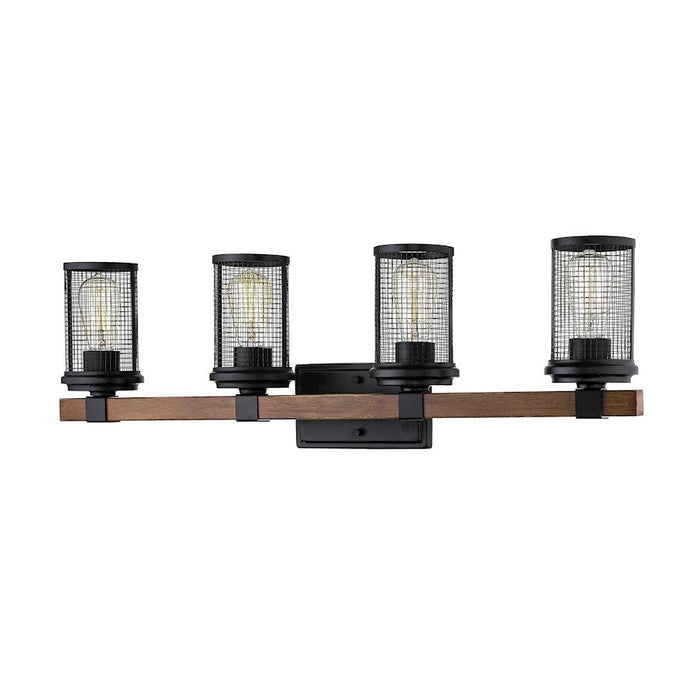 Millennium Mesa 4 Light 8.5" Vanity, Matte Black/Wood Grain - 3534-MB-WG