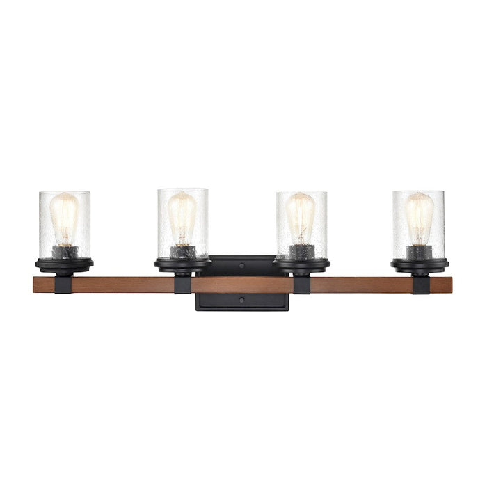 Millennium Taos 4 Light 10.25" Vanity, Matte Black/Wood Grain - 3804-MB-WG