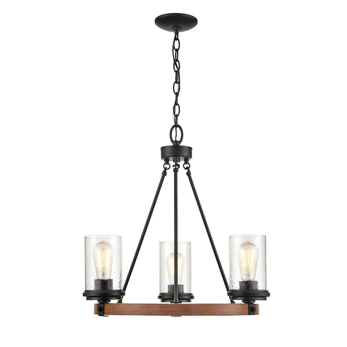 Millennium 3 Light 21.5" Chandelier, Matte Black/Wood Grain - 3823-MB-WG