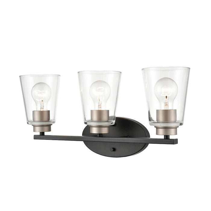 Millennium Lighting 3 Light Vanity, Matte Black/Satin Nickel/Clear - 40013-MB-SN