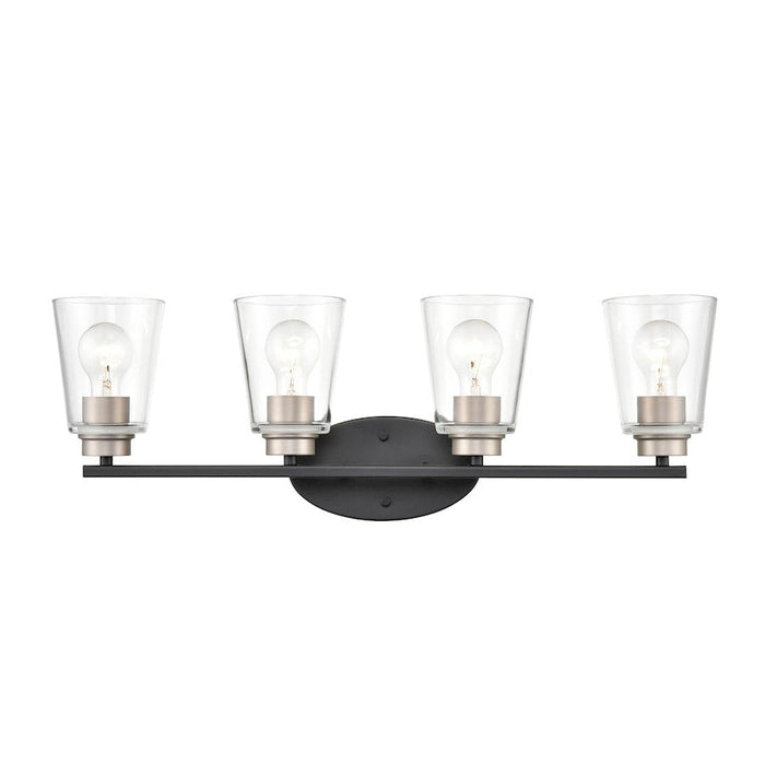 Millennium Lighting 4 Light Vanity, Matte Black/Satin Nickel/Clear - 40014-MB-SN