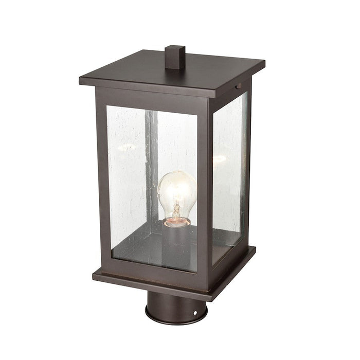 Millennium Bowton 1 Light Outdoor Post Lantern, Bronze/Clear Seeded