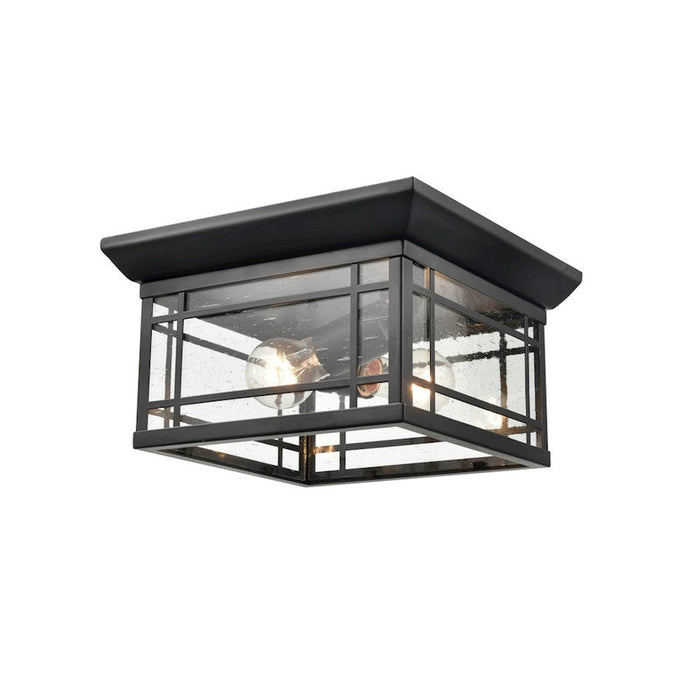 Millennium Armington 1 Light 11" Outdoor Flush Mount, Black/Clear