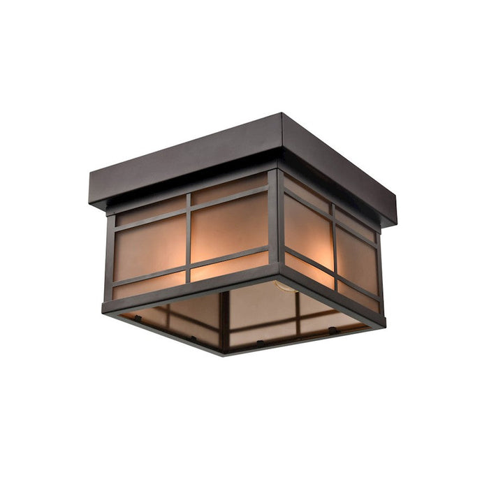 Millennium Brockston 1 Light 12" Outdoor Flush Mount, Bronze/Tea