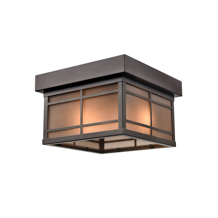 Millennium Brockston 1 Light Outdoor Flush Mount, Bronze/Tea Stained