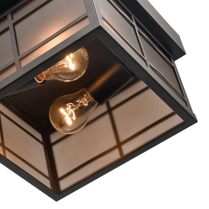 Millennium Brockston 1 Light Outdoor Flush Mount, Bronze/Tea Stained