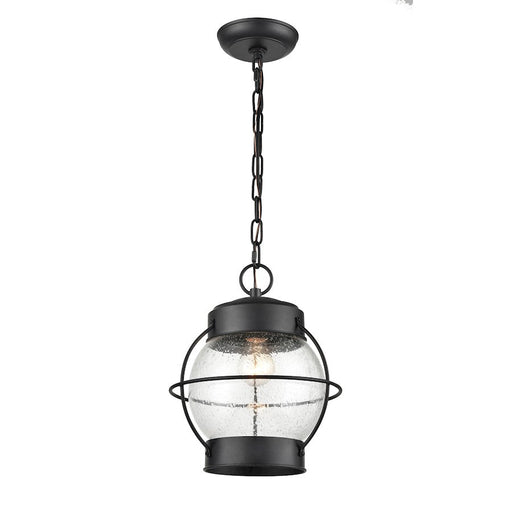 Millennium Aremelo 1 Light Outdoor Hanging Lantern, Black/Seeded